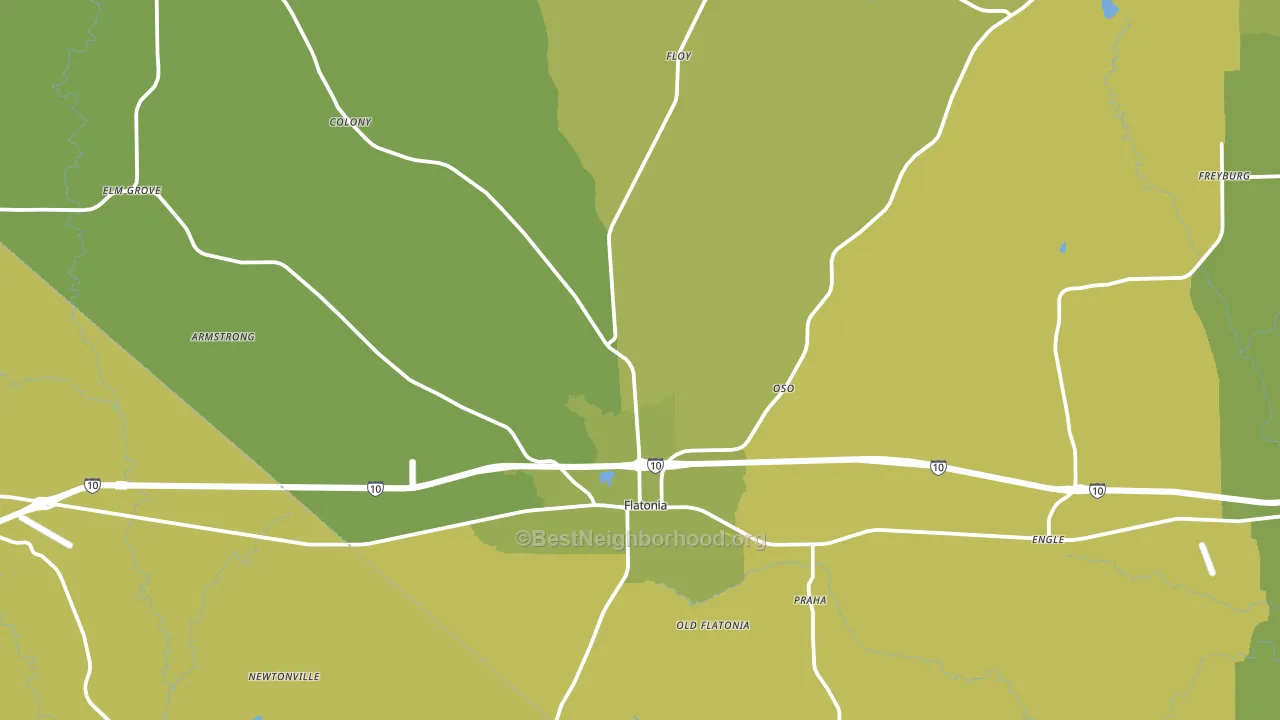 Flatonia, TX block-group voter-turnout map