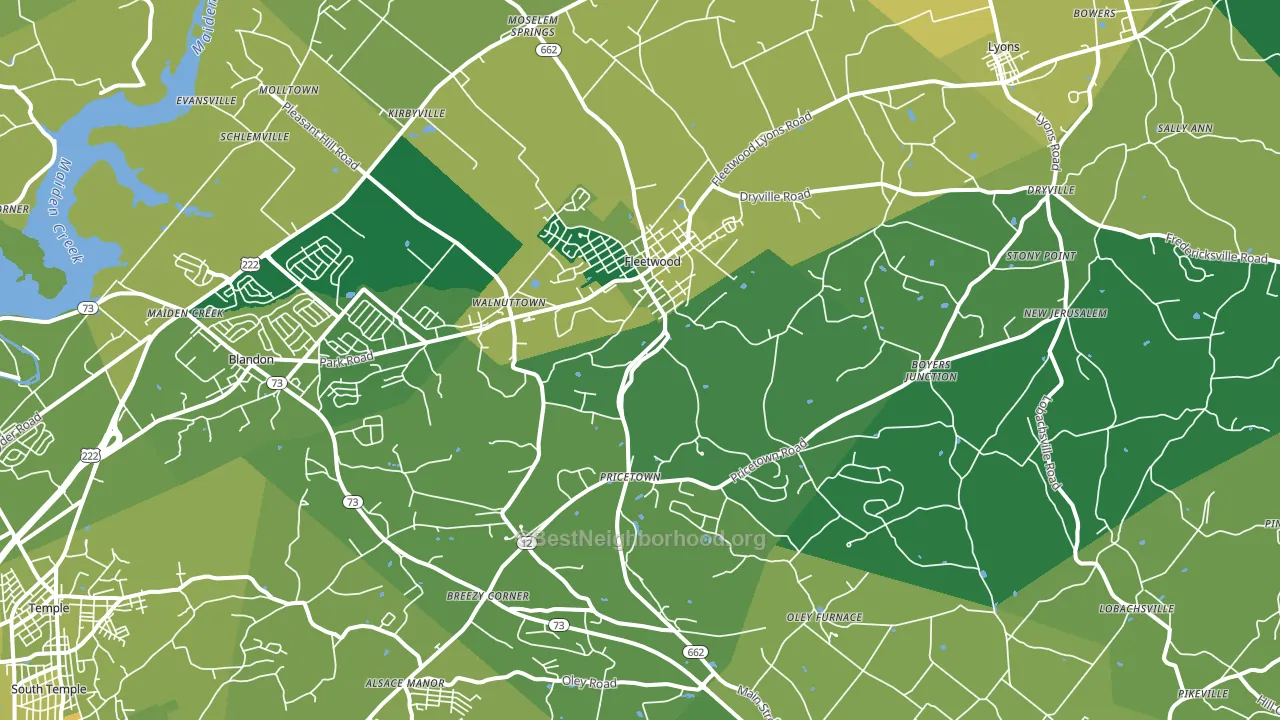Fleetwood, PA block-group voter-turnout map