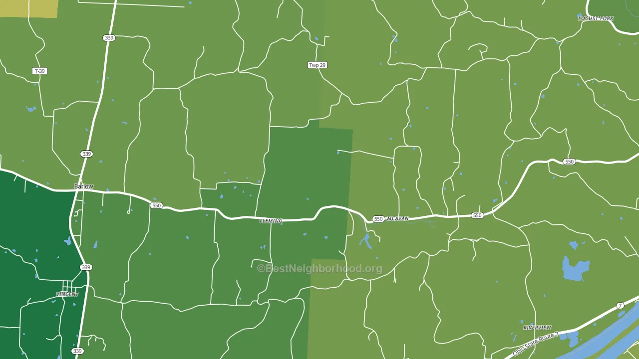 Fleming, OH block-group voter-turnout map