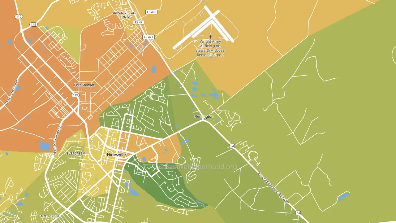 Flemington, GA block-group voter-turnout map