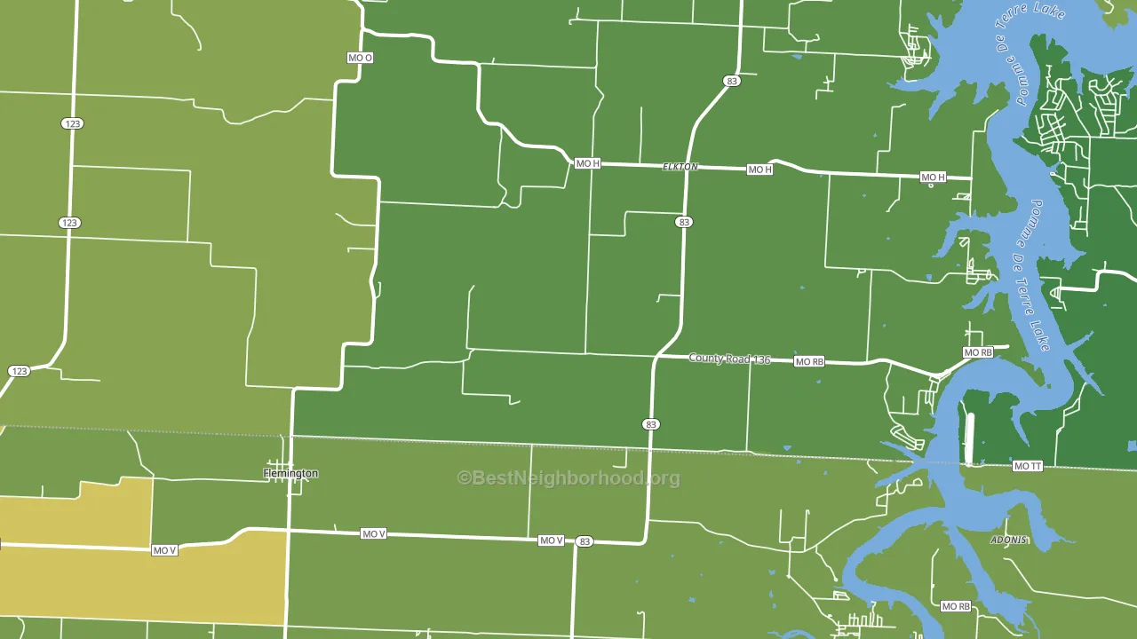 Flemington, MO block-group voter-turnout map