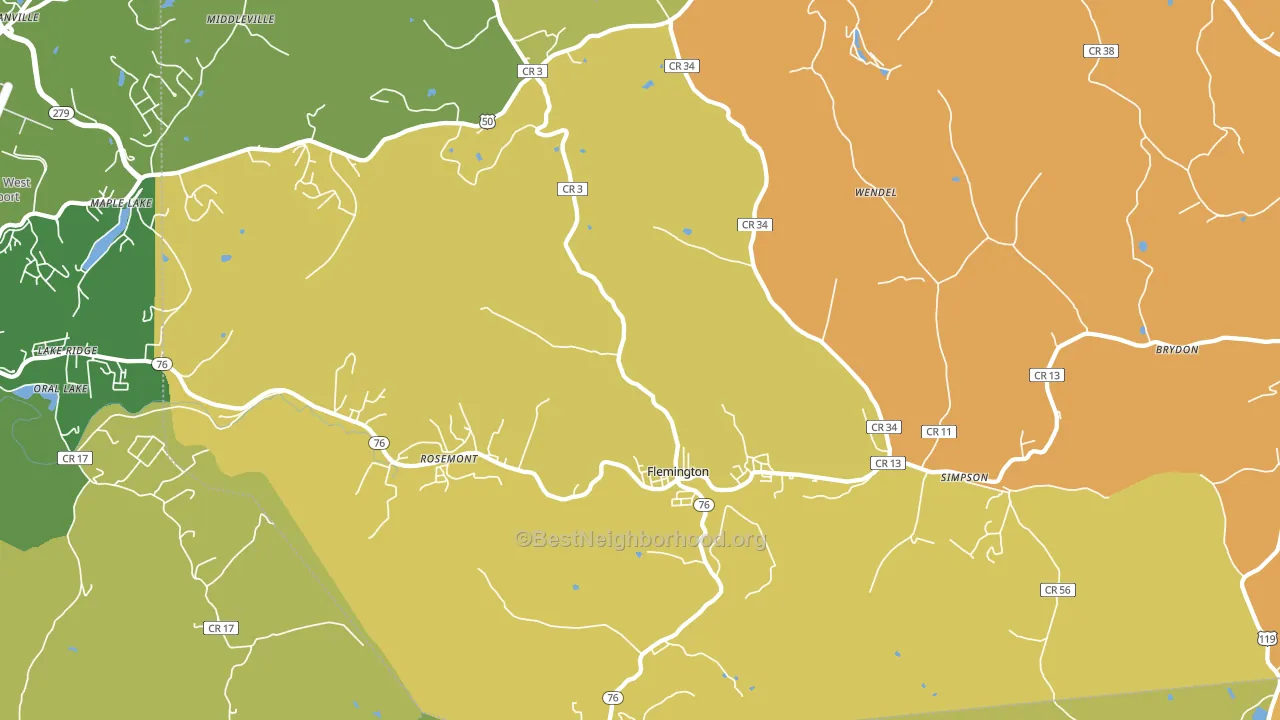 Flemington, WV block-group voter-turnout map