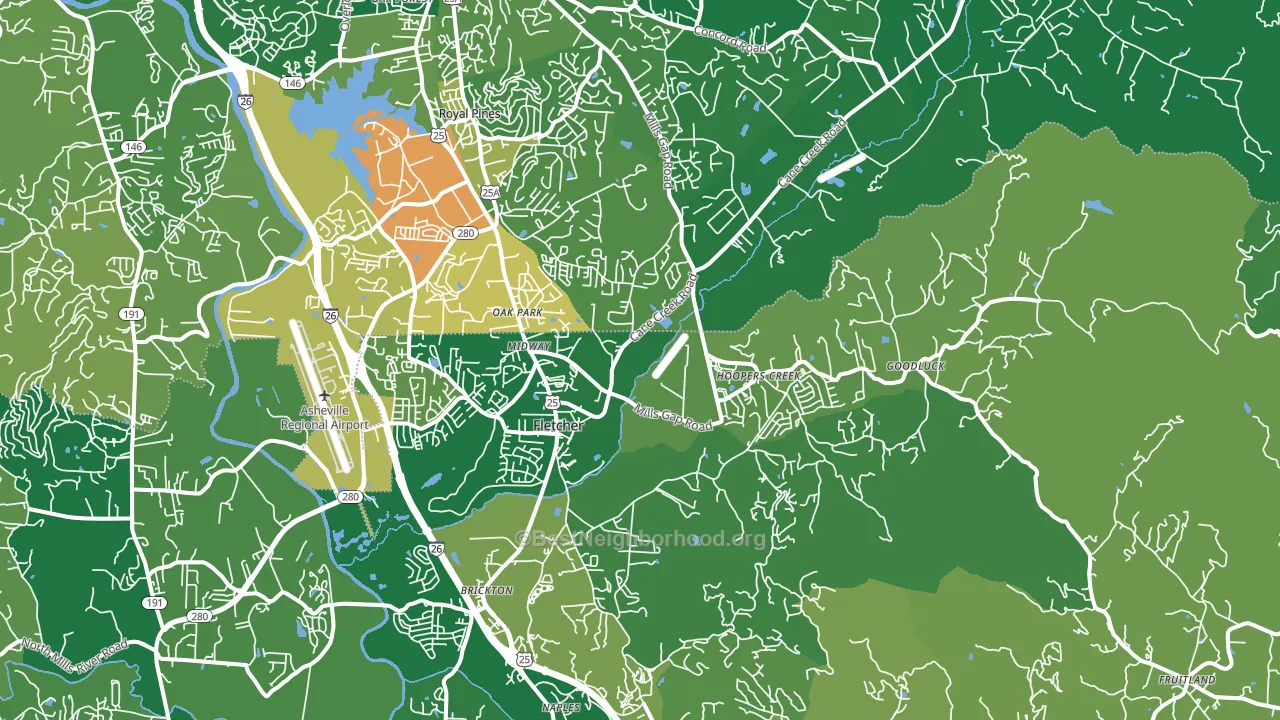 Fletcher, NC block-group voter-turnout map