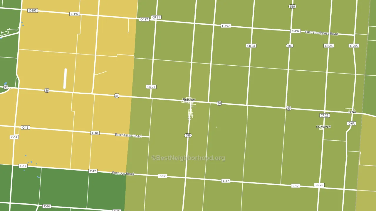 Fletcher, OH block-group voter-turnout map
