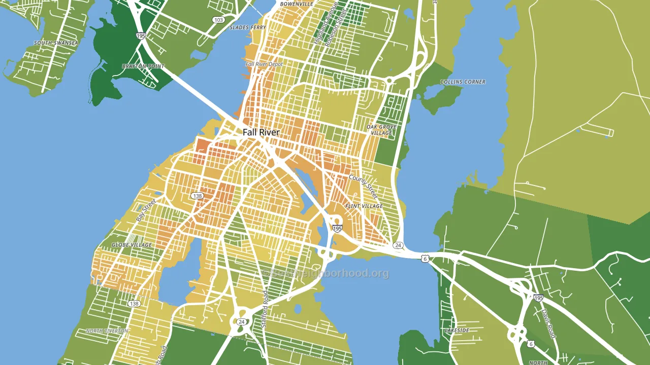 Flint Village, Fall River, MA block-group voter-turnout map