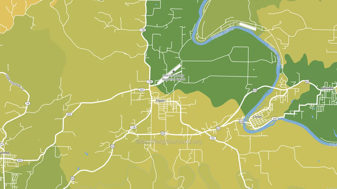 Flippin, AR block-group voter-turnout map