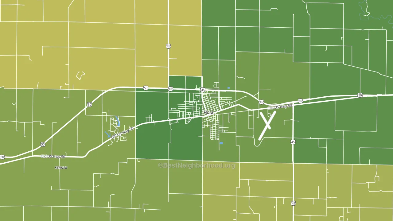 Flora, IL block-group voter-turnout map