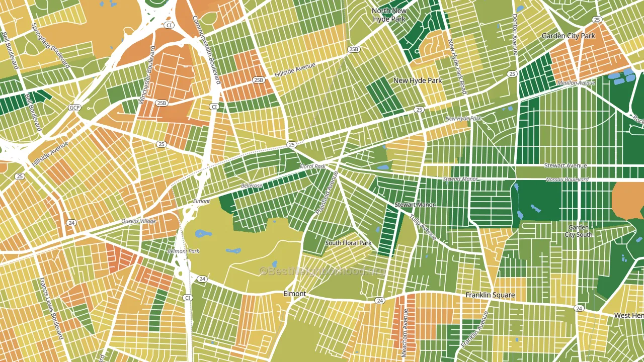 Floral Park, NY block-group voter-turnout map