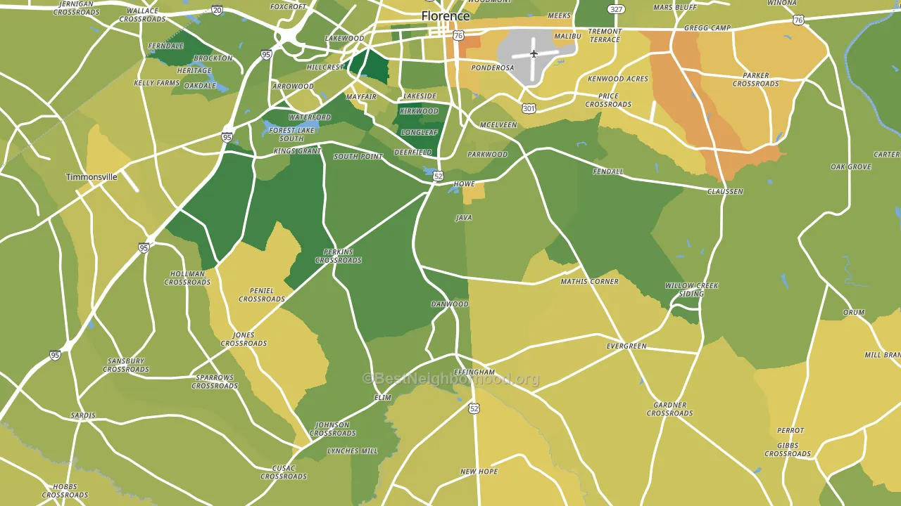 Florence County, SC block-group voter-turnout map