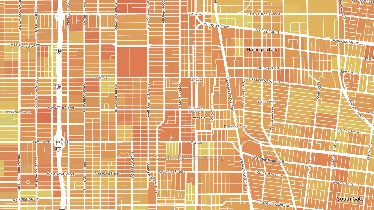 Florence-Graham, CA block-group voter-turnout map