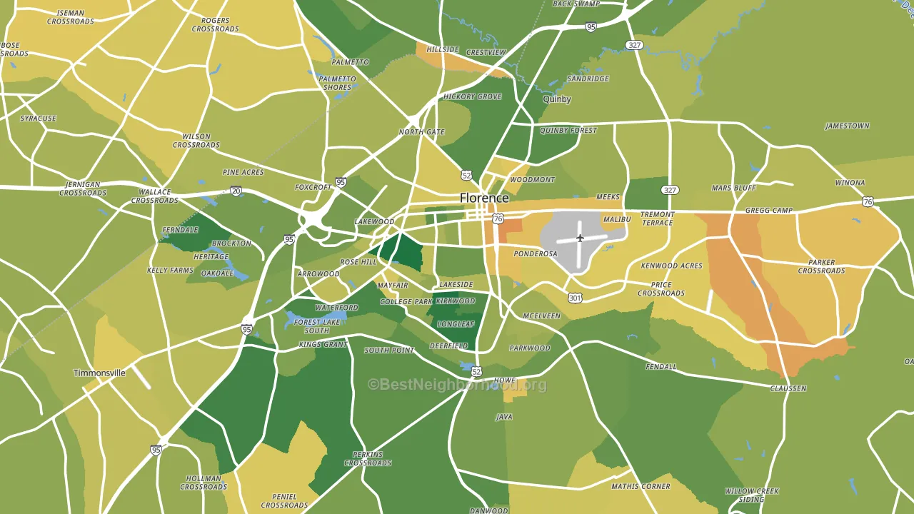 Florence, SC block-group voter-turnout map