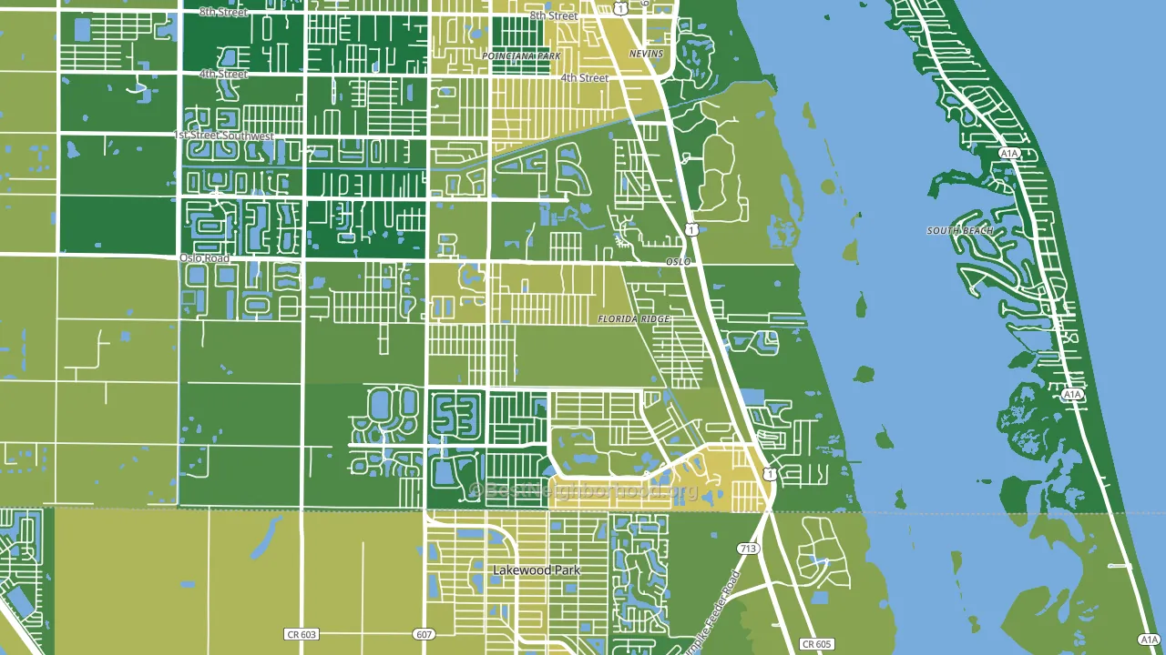 Florida Ridge, FL block-group voter-turnout map
