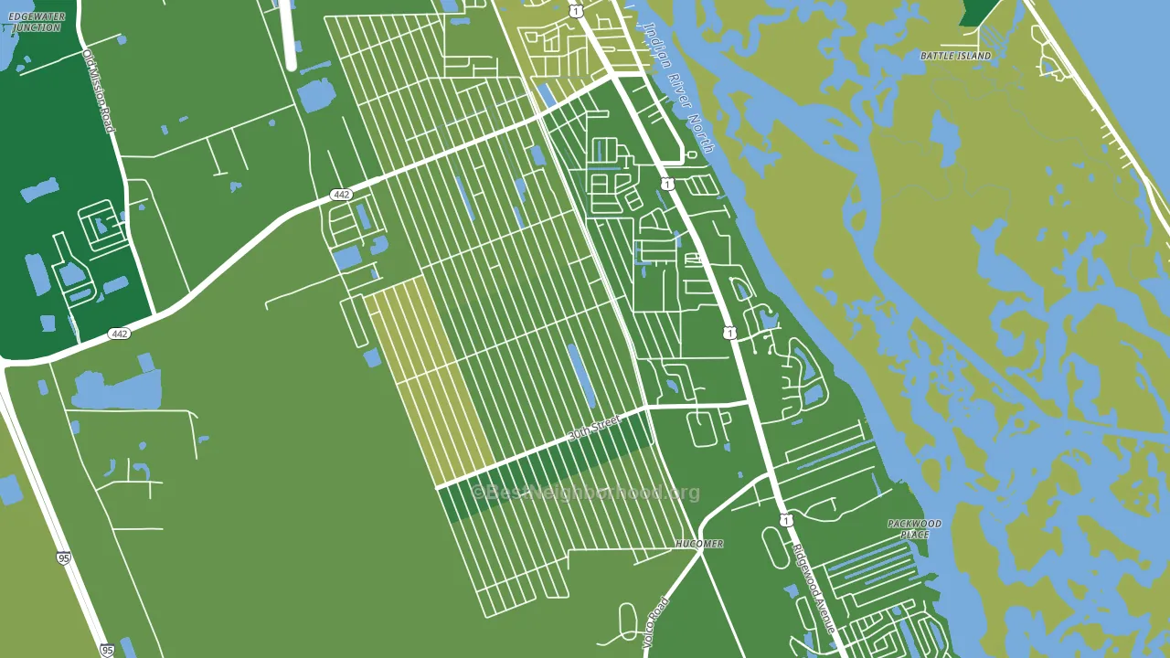 Florida Shores, Edgewater, FL block-group voter-turnout map