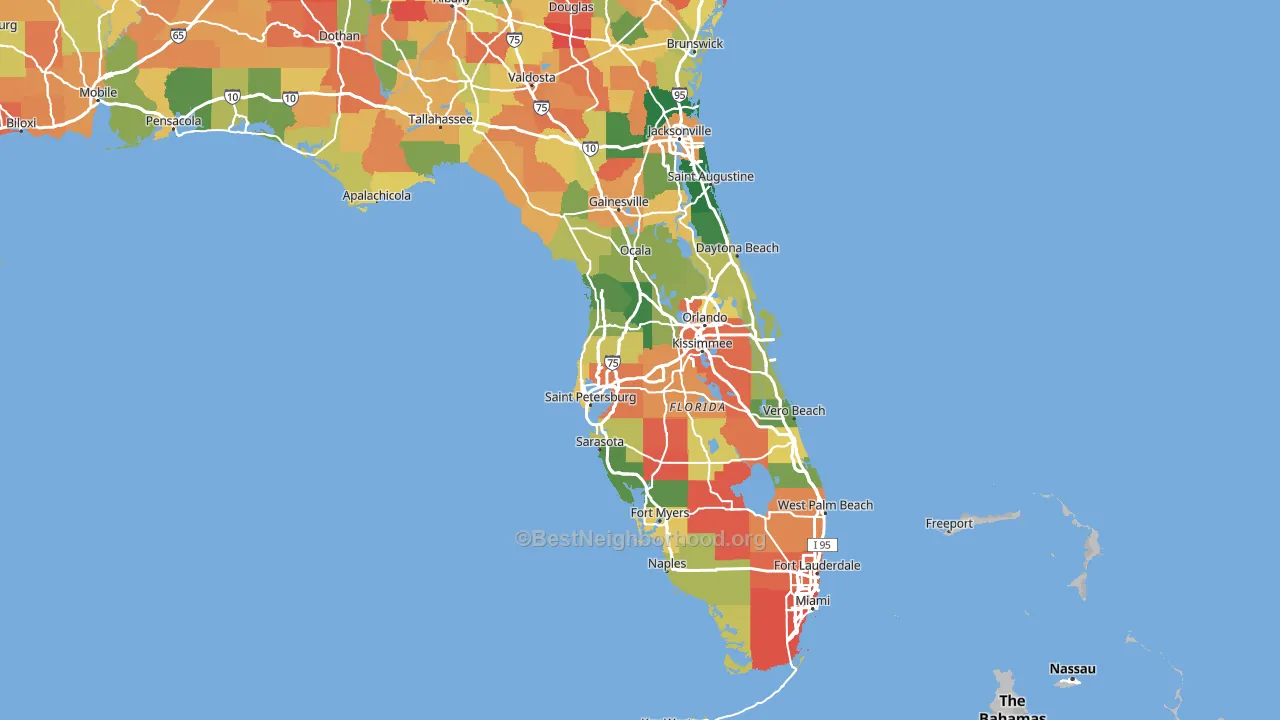 Florida block-group voter-turnout map