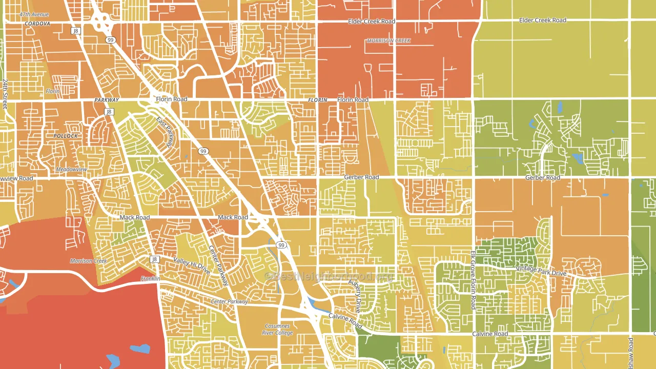 Florin, CA block-group voter-turnout map