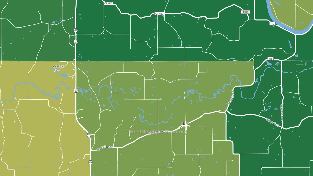 Floris, IA block-group voter-turnout map