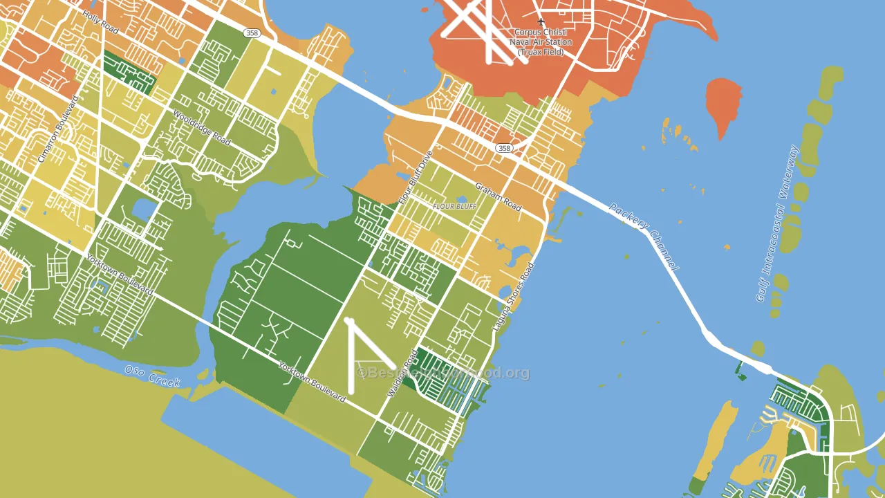 Flour Bluff, Corpus Christi, TX block-group voter-turnout map