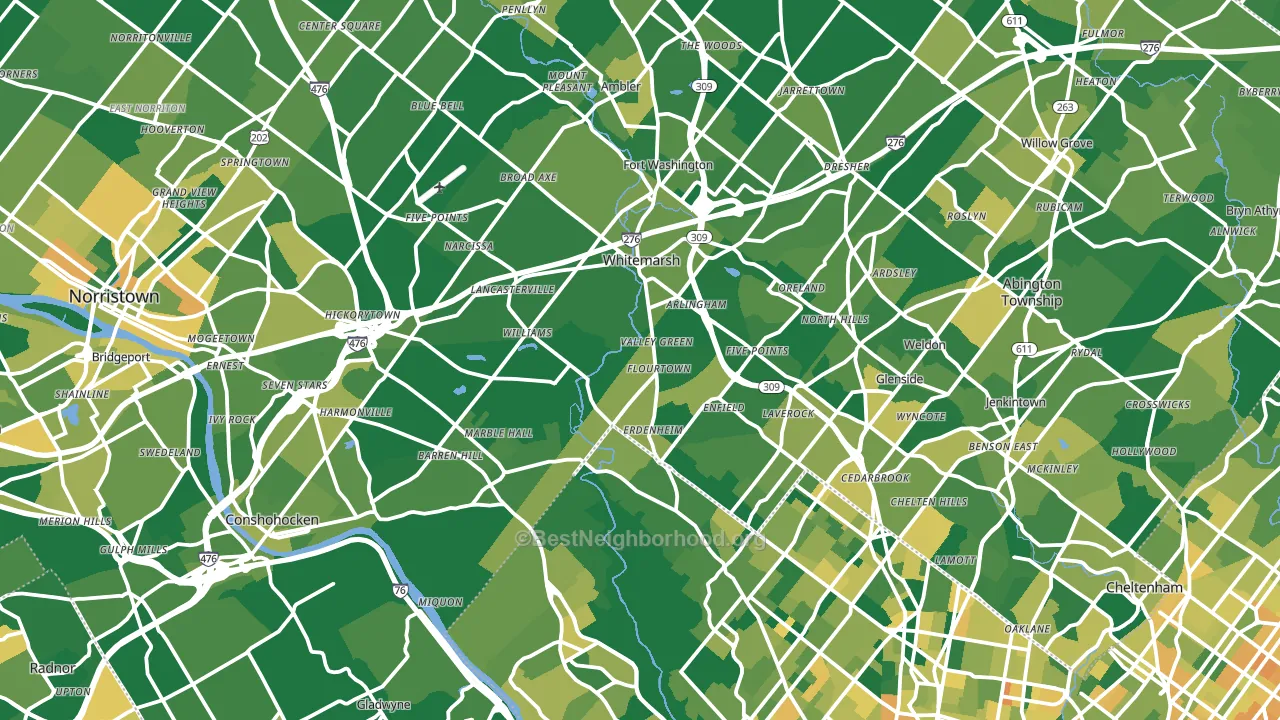 Flourtown, PA block-group voter-turnout map
