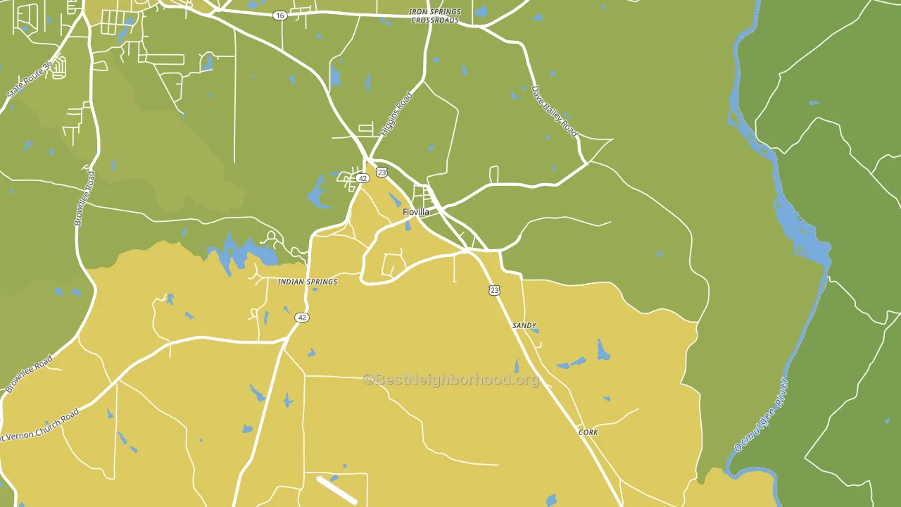 Flovilla, GA block-group voter-turnout map