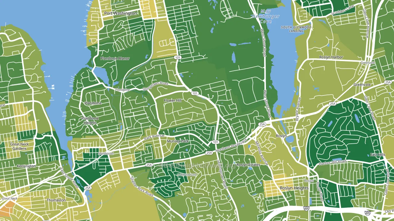 Flower Hill, NY block-group voter-turnout map