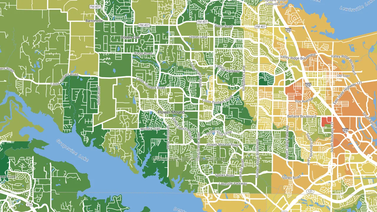 Flower Mound, TX block-group voter-turnout map