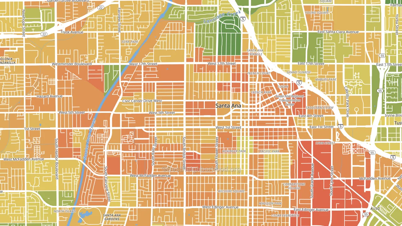 Flower Park, Santa Ana, CA block-group voter-turnout map