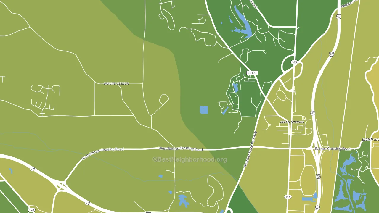 Flowerdale, MS block-group voter-turnout map