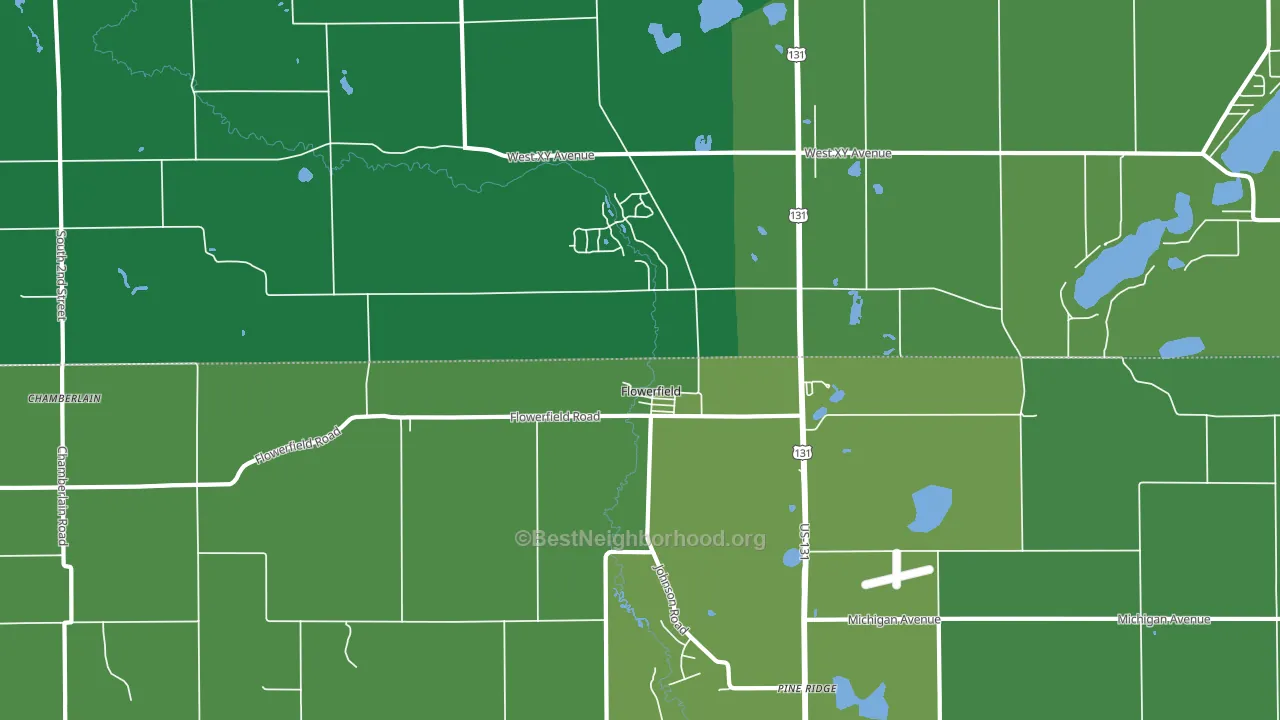 Flowerfield, MI block-group voter-turnout map