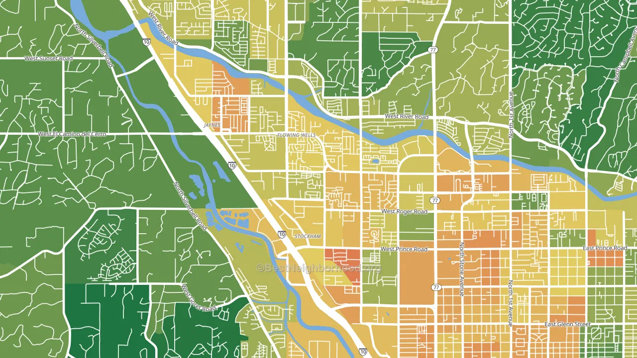 Flowing Wells, AZ block-group voter-turnout map