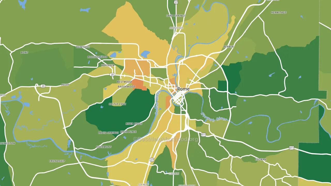 Floyd County, GA block-group voter-turnout map