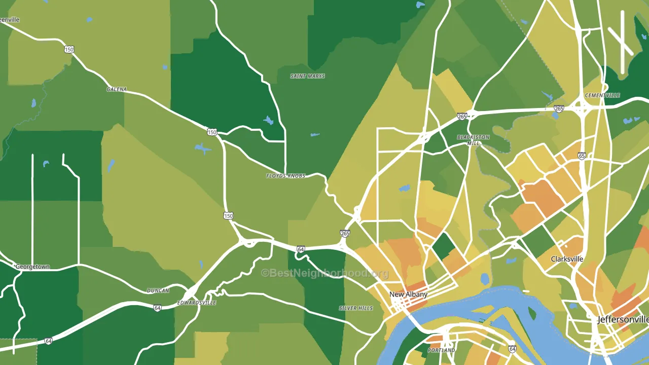 Floyd County, IN block-group voter-turnout map