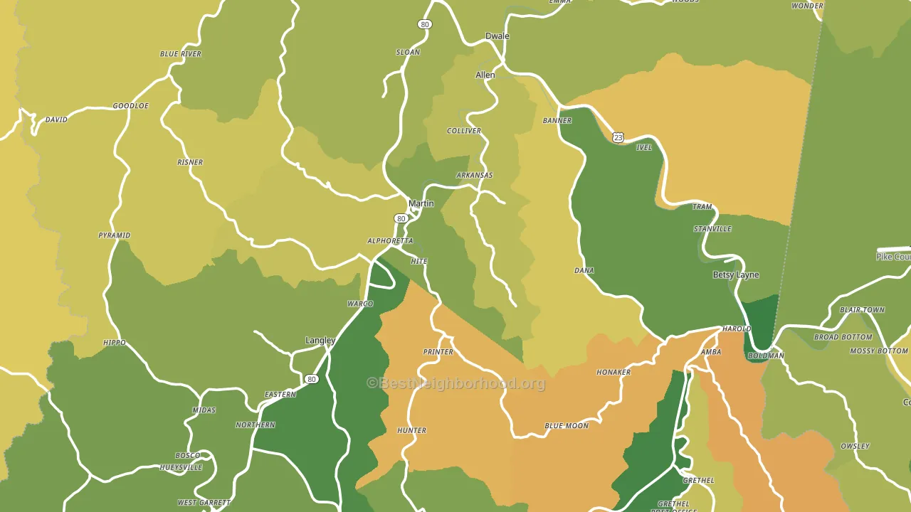 Floyd County, KY block-group voter-turnout map