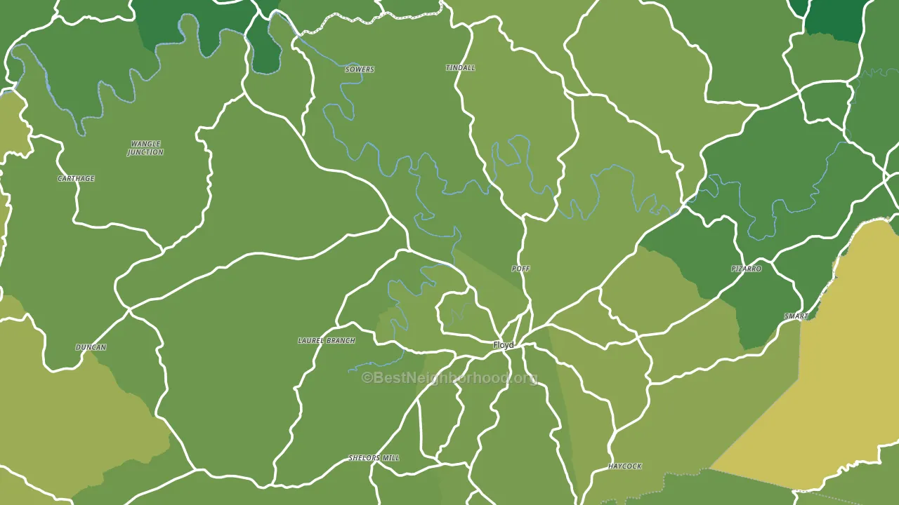 Floyd County, VA block-group voter-turnout map