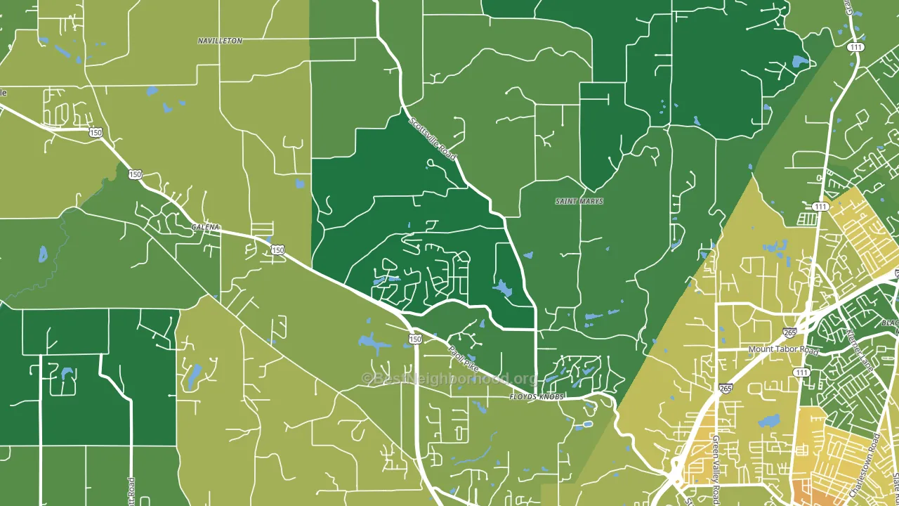 Floyds Knobs, IN block-group voter-turnout map