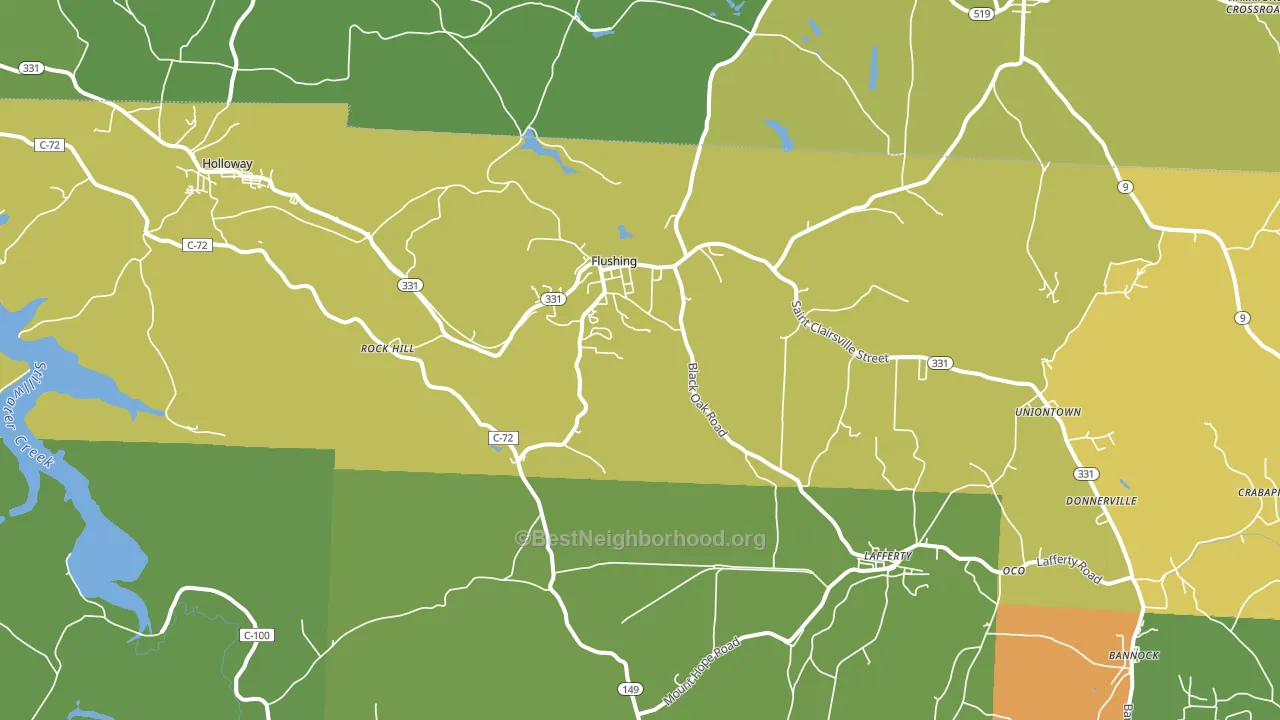 Flushing, OH block-group voter-turnout map