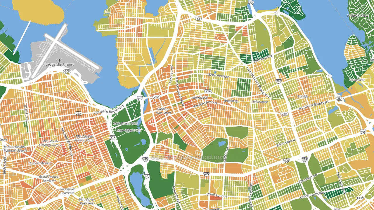 Flushing, Queens, NY block-group voter-turnout map