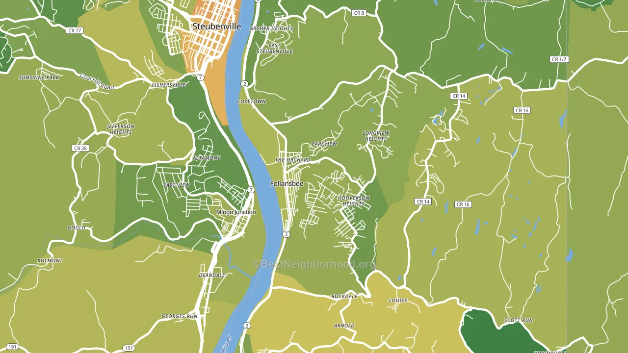 Follansbee, WV block-group voter-turnout map