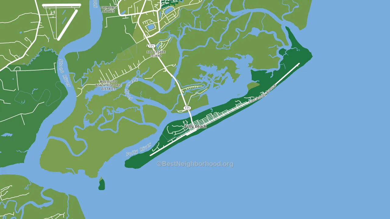 Folly Beach, SC block-group voter-turnout map