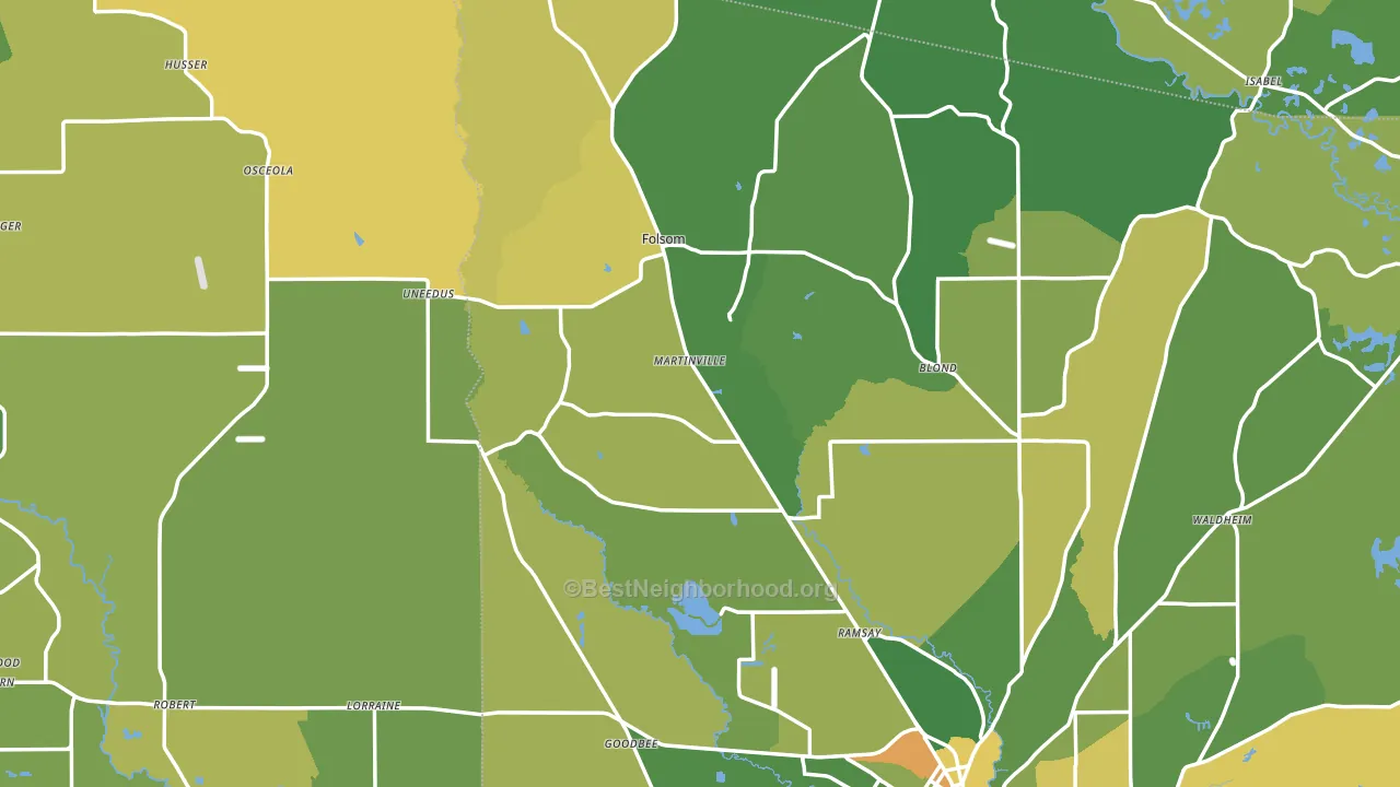 Folsom, LA block-group voter-turnout map