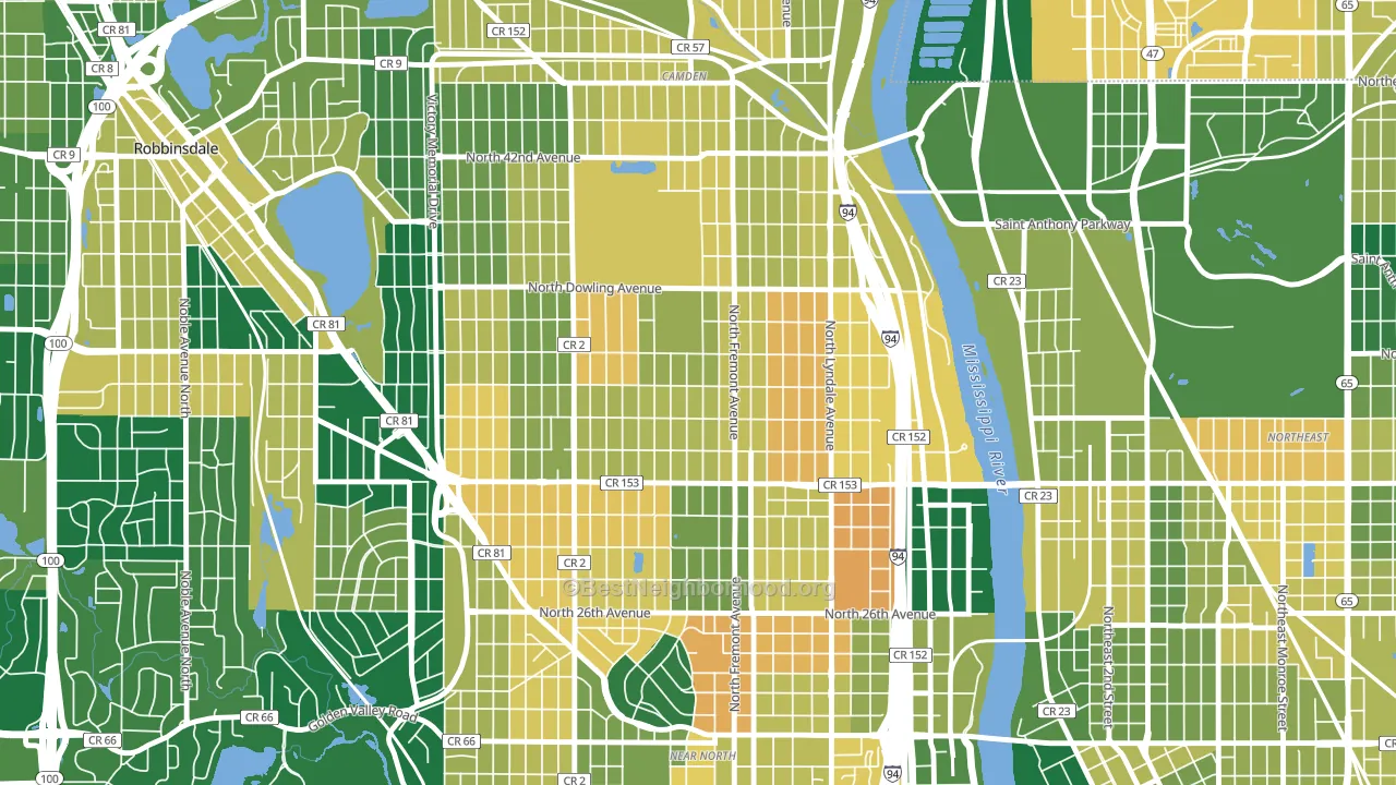 Folwell, Minneapolis, MN block-group voter-turnout map