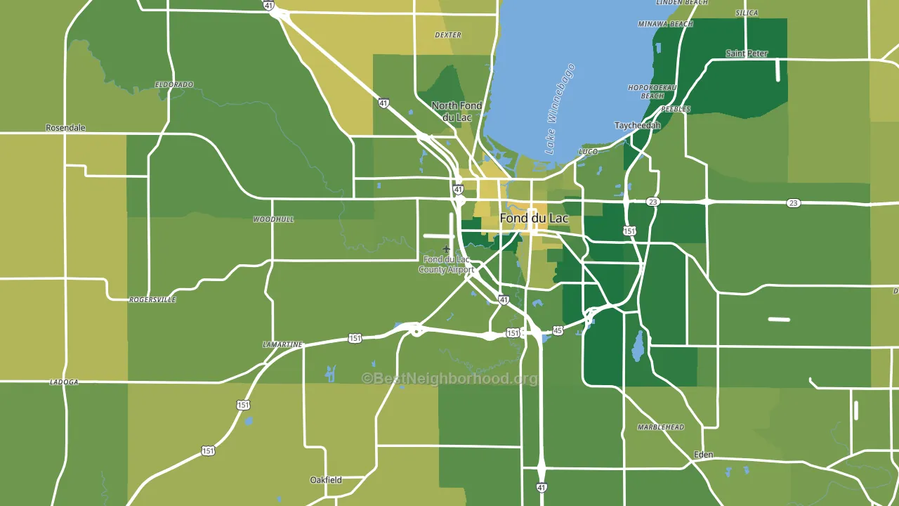 Fond du Lac County, WI block-group voter-turnout map