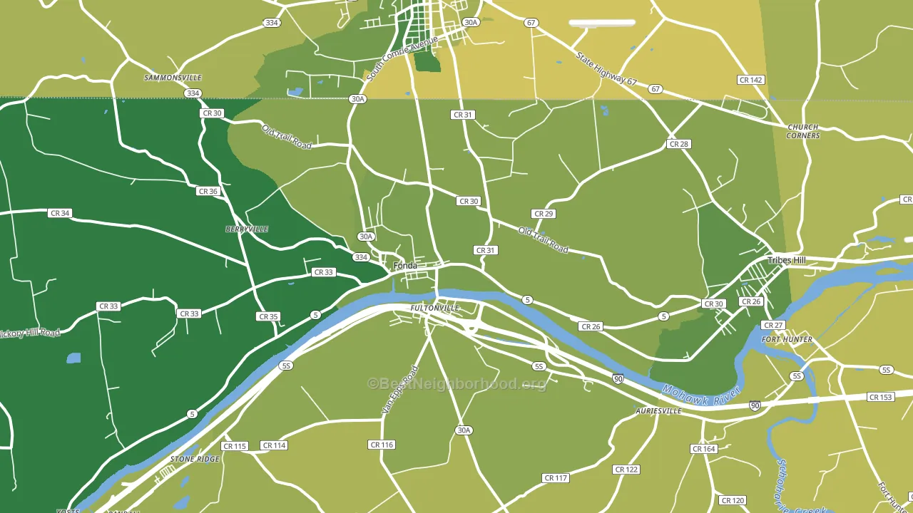 Fonda, NY block-group voter-turnout map