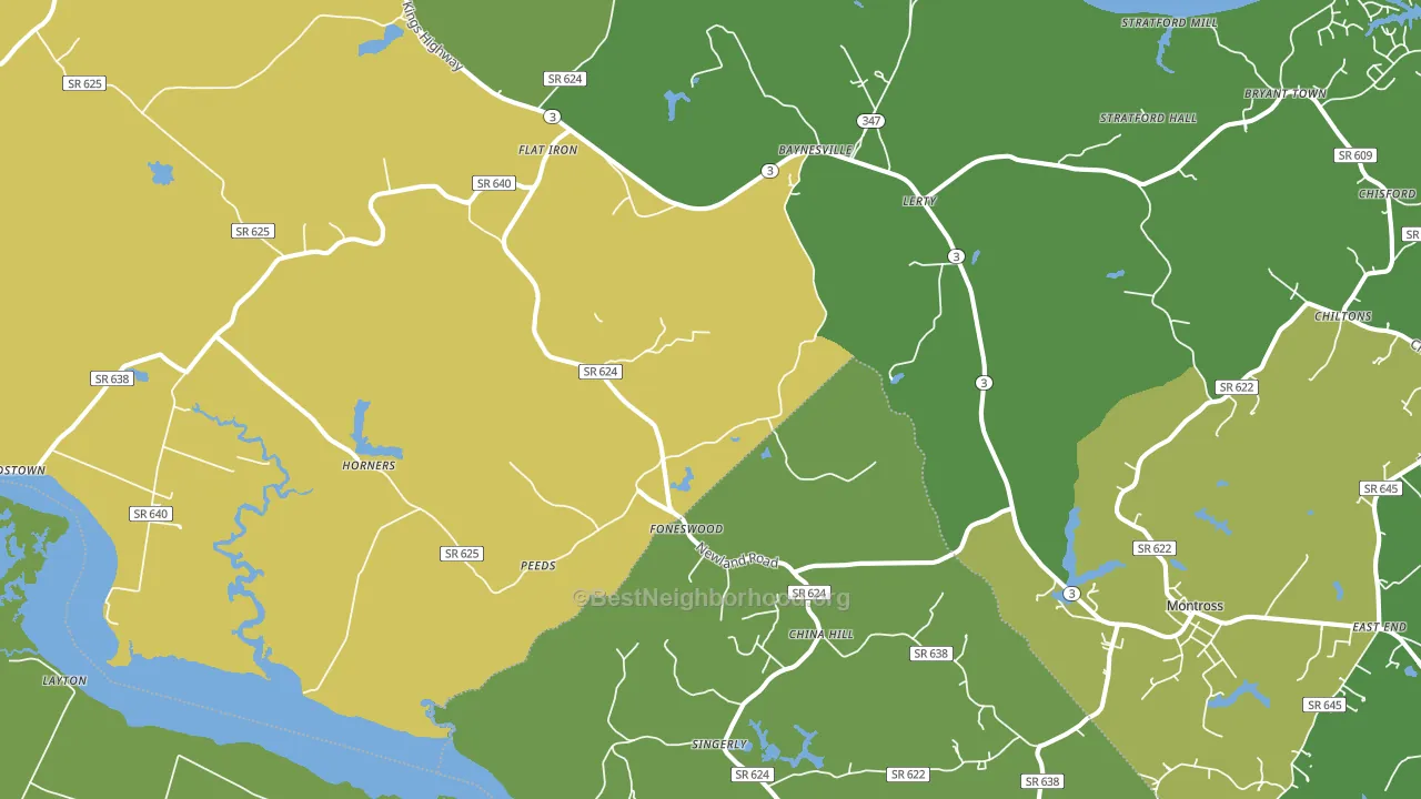 Foneswood, VA block-group voter-turnout map