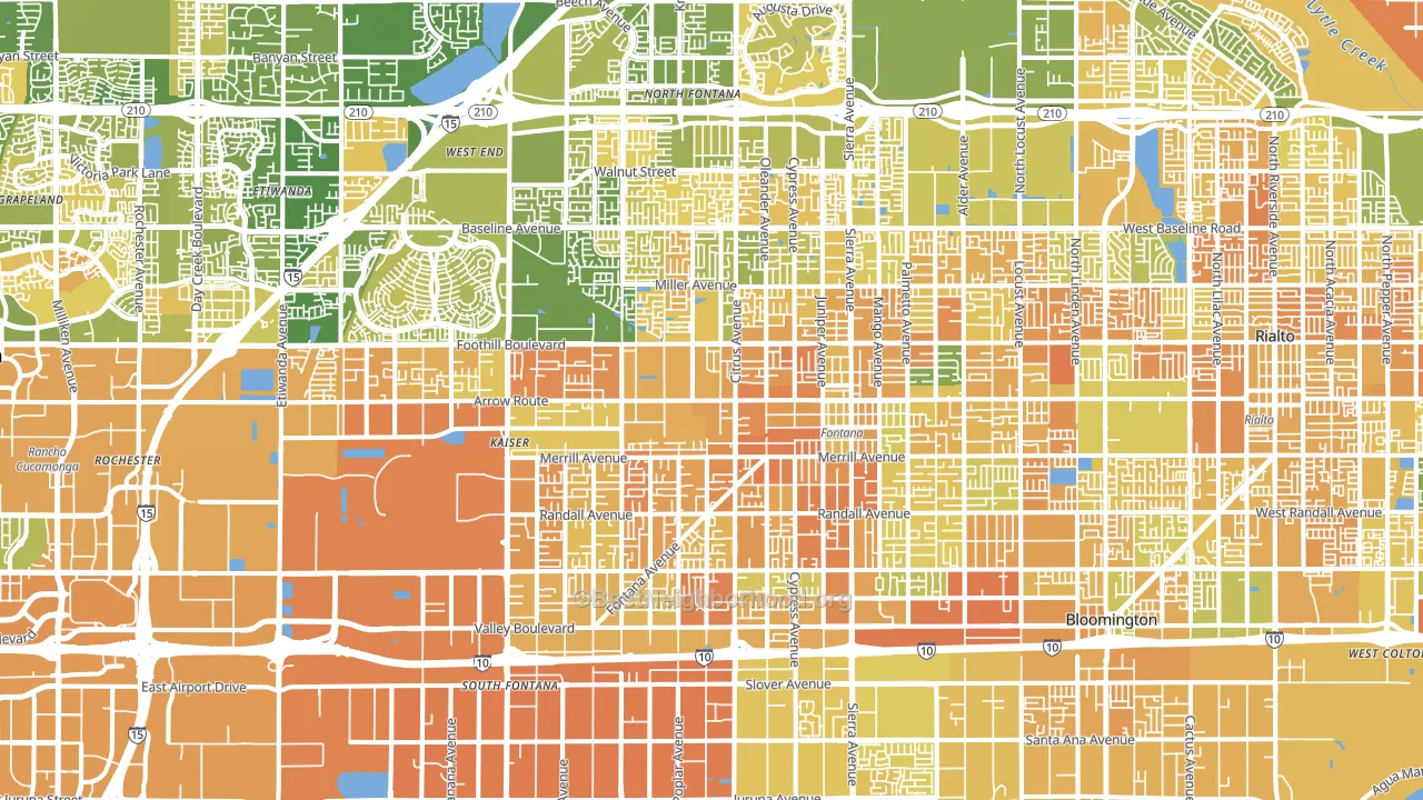 Fontana, CA block-group voter-turnout map