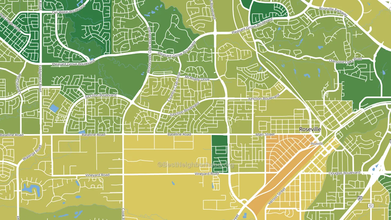 Foothill Junction, Roseville, CA block-group voter-turnout map