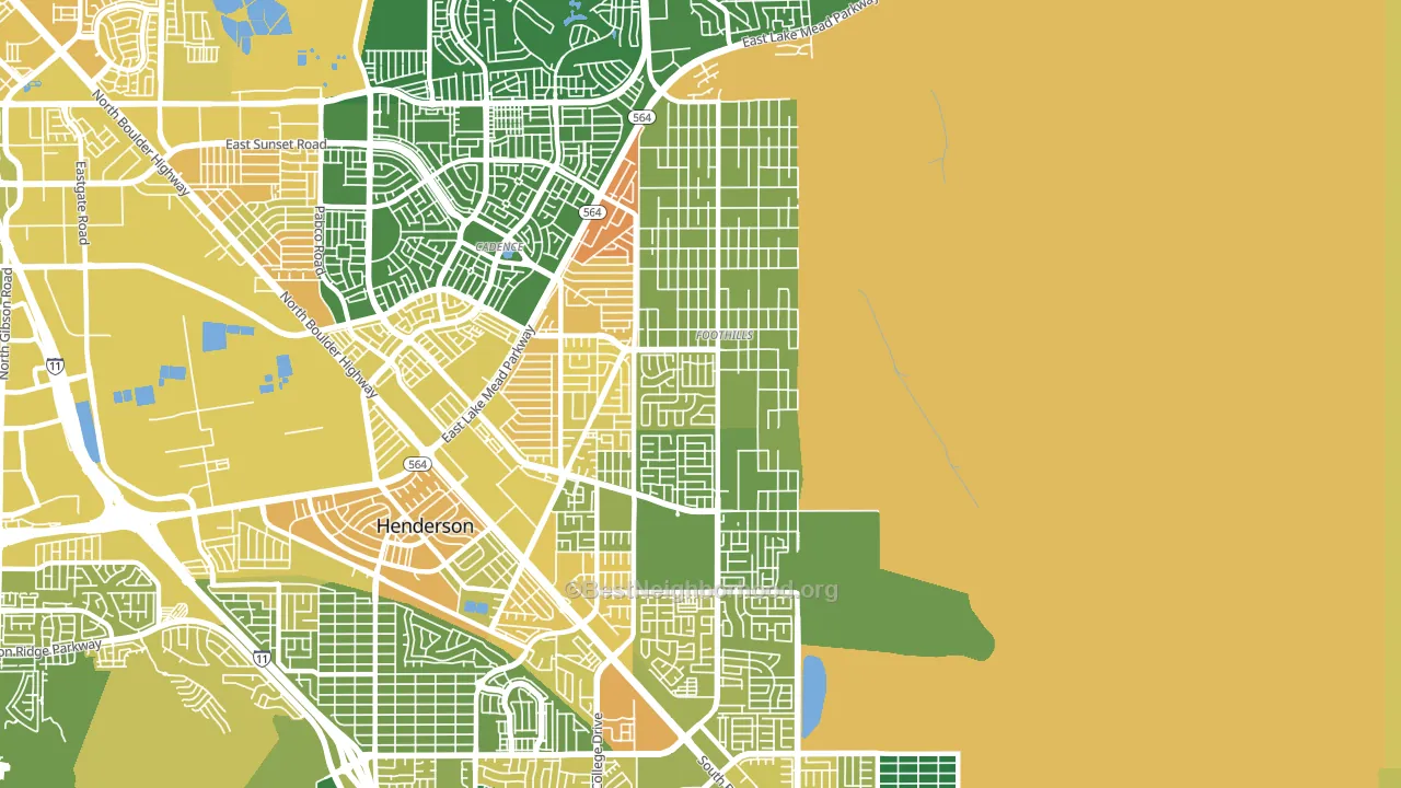 Foothills, Henderson, NV block-group voter-turnout map