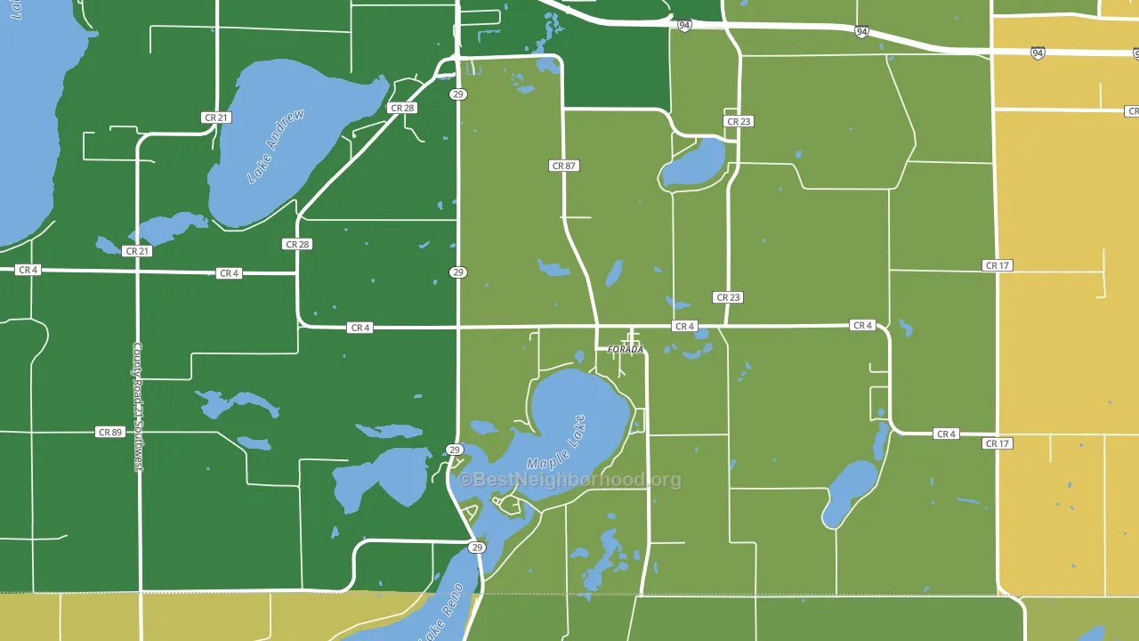 Forada, MN block-group voter-turnout map