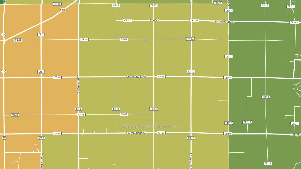 Foraker, IN block-group voter-turnout map