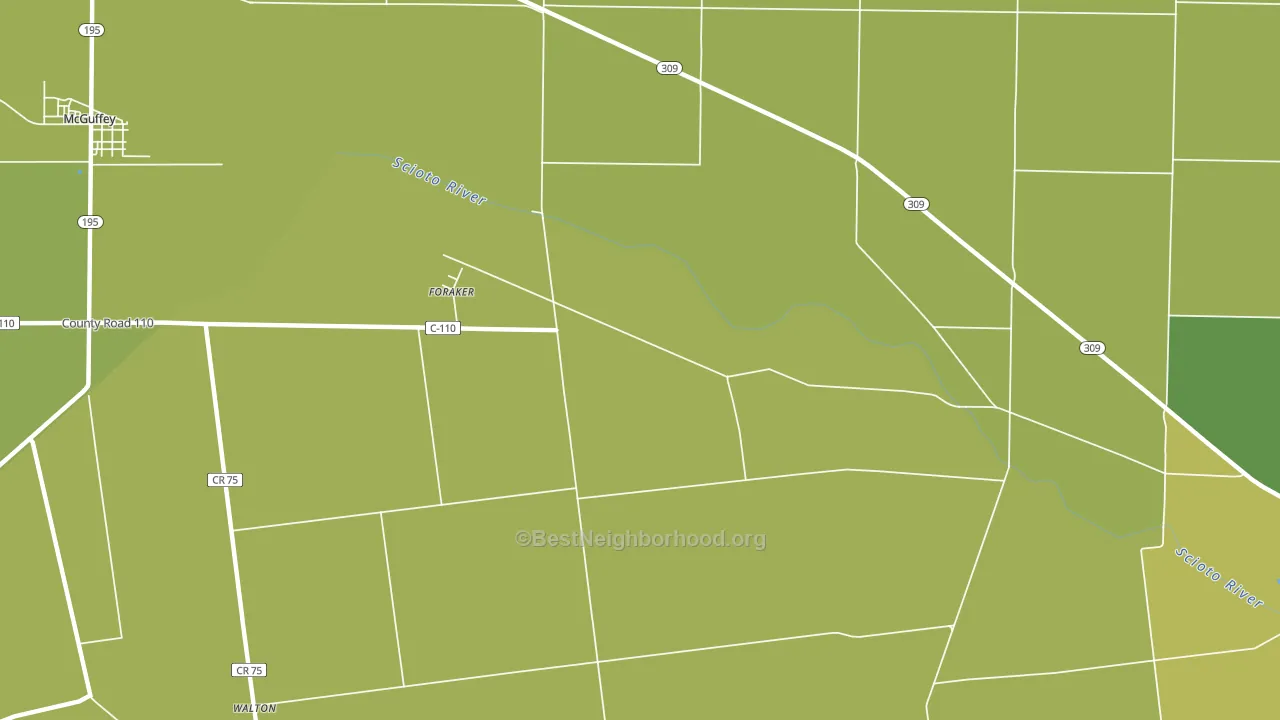 Foraker, OH block-group voter-turnout map