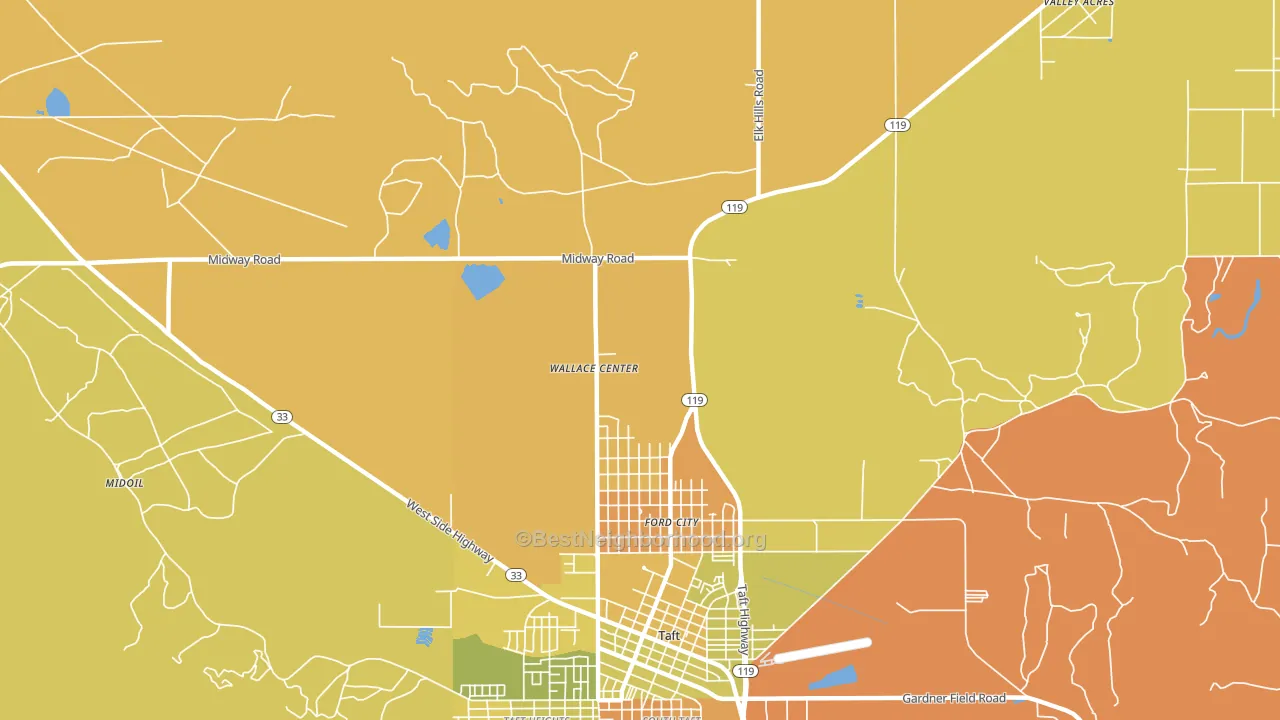 Ford City, CA block-group voter-turnout map